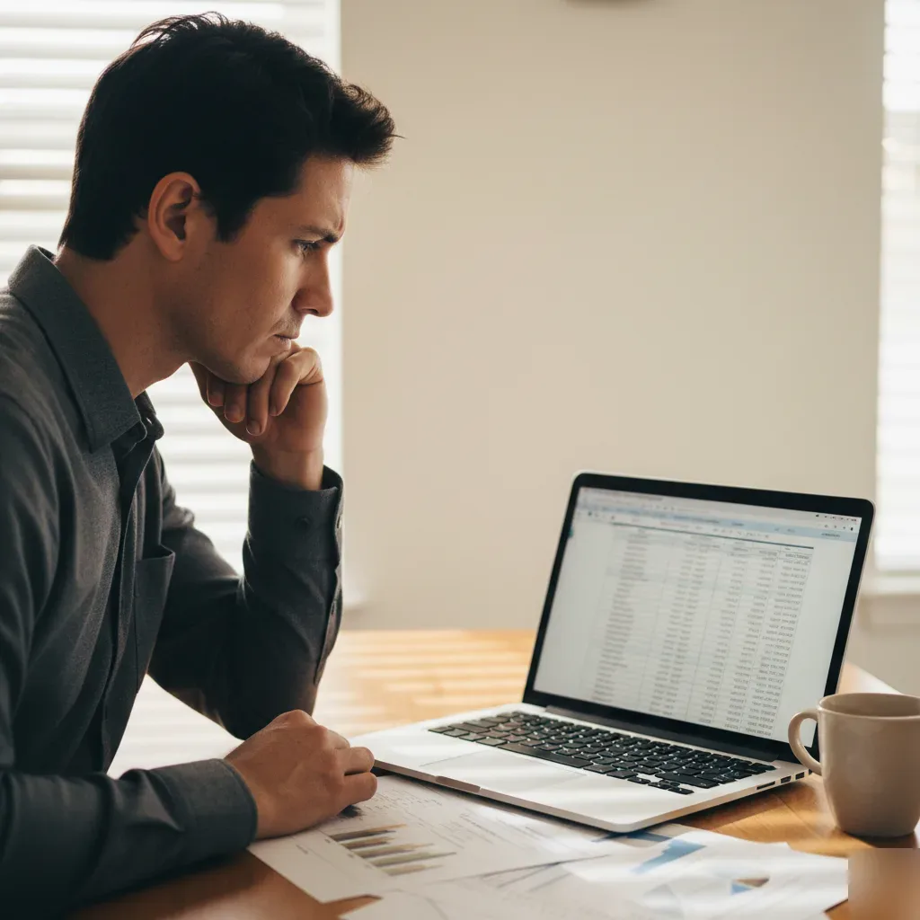 Honolulu business owner reviewing digital marketing costs on a laptop.