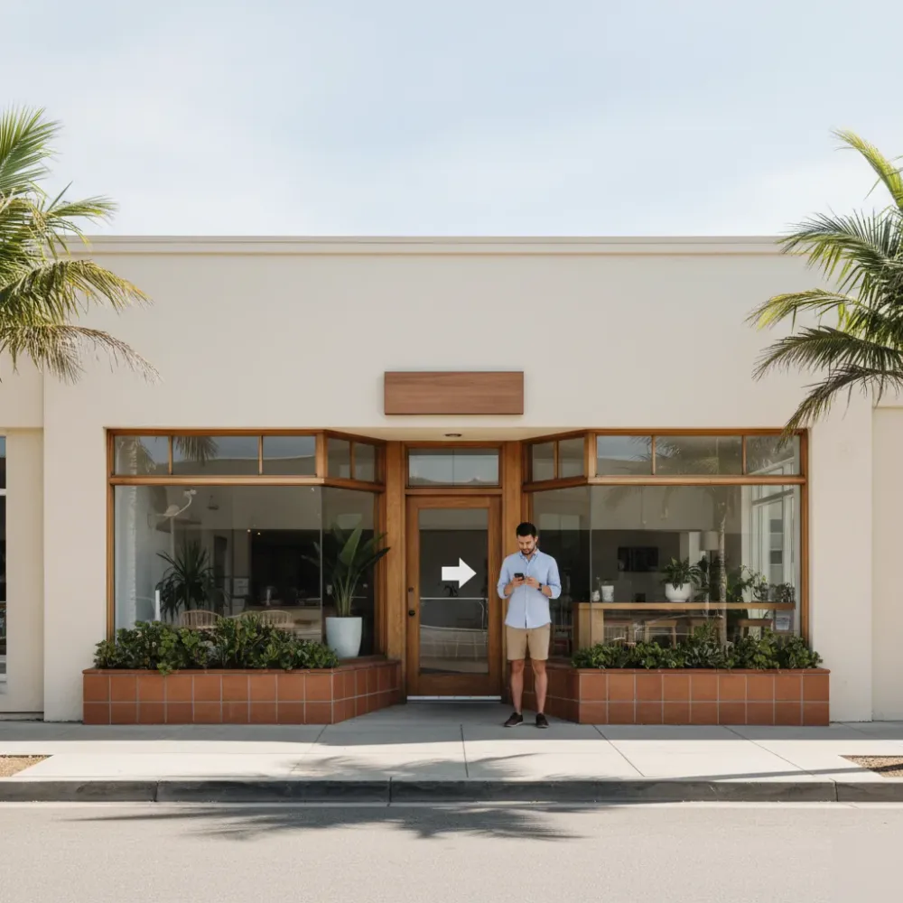 Customer arriving at a Honolulu local business after online search.